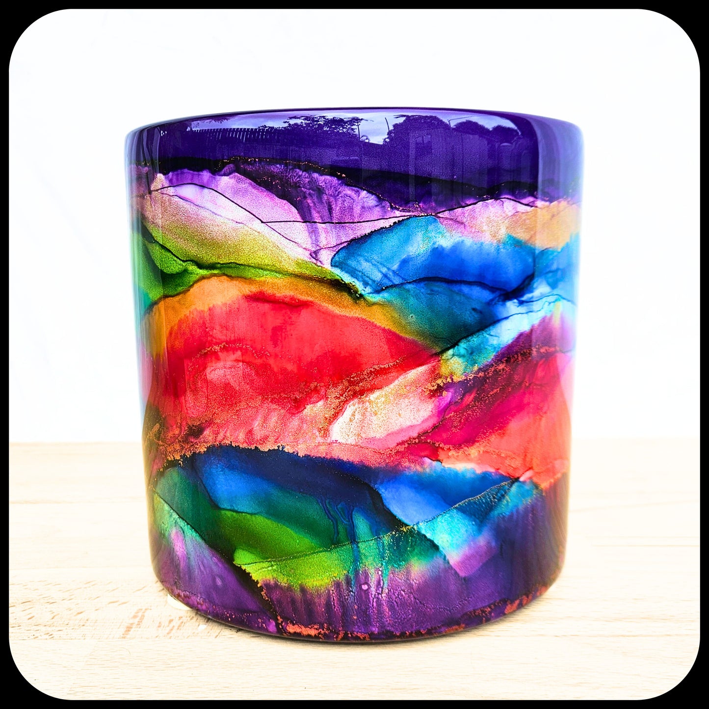 SALE 20cm x 20cm Ceramic Cylinder 'Purple Rainbow'