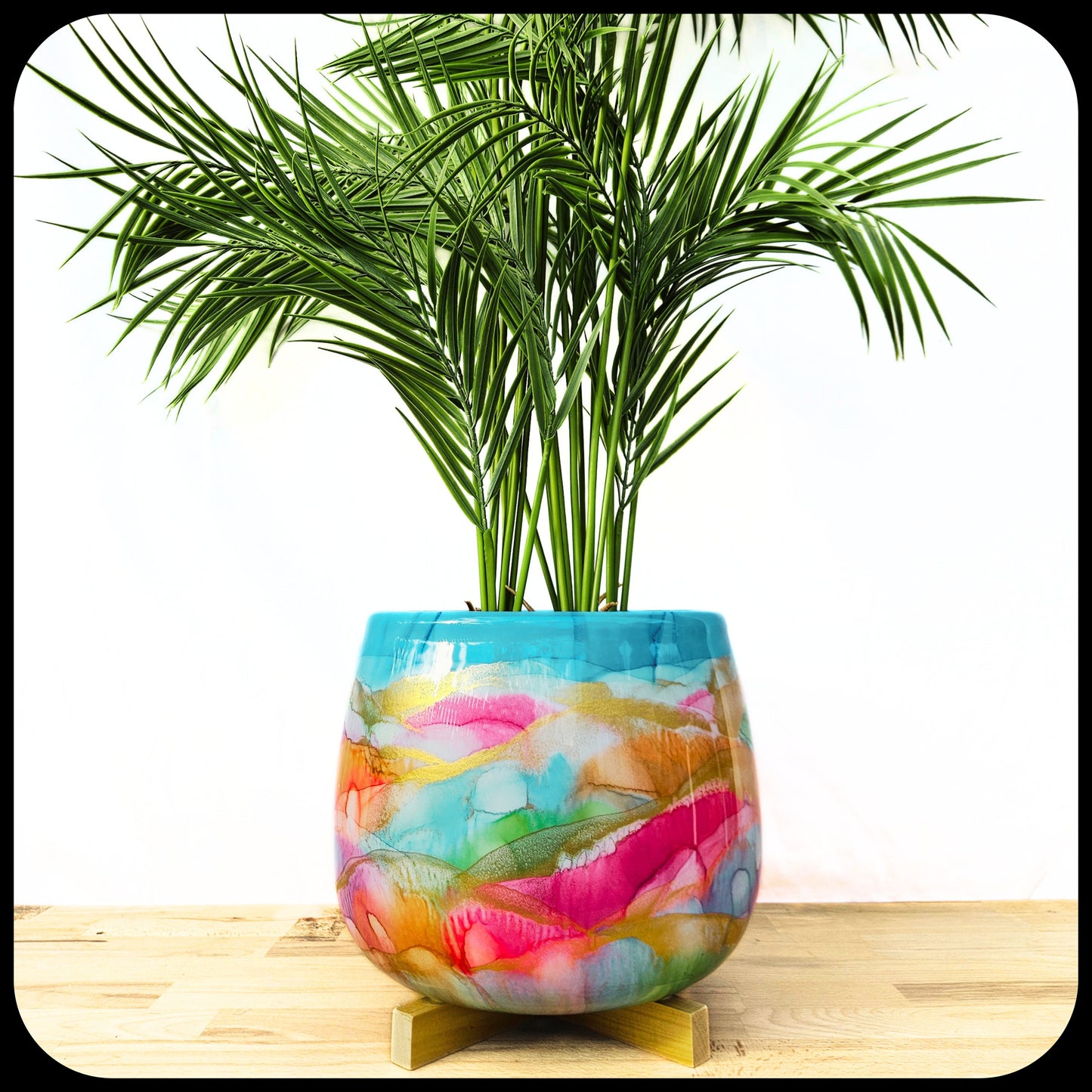 30cm x 24cm Ceramic Grand Bulb 'Pastel Teal Rainbow'