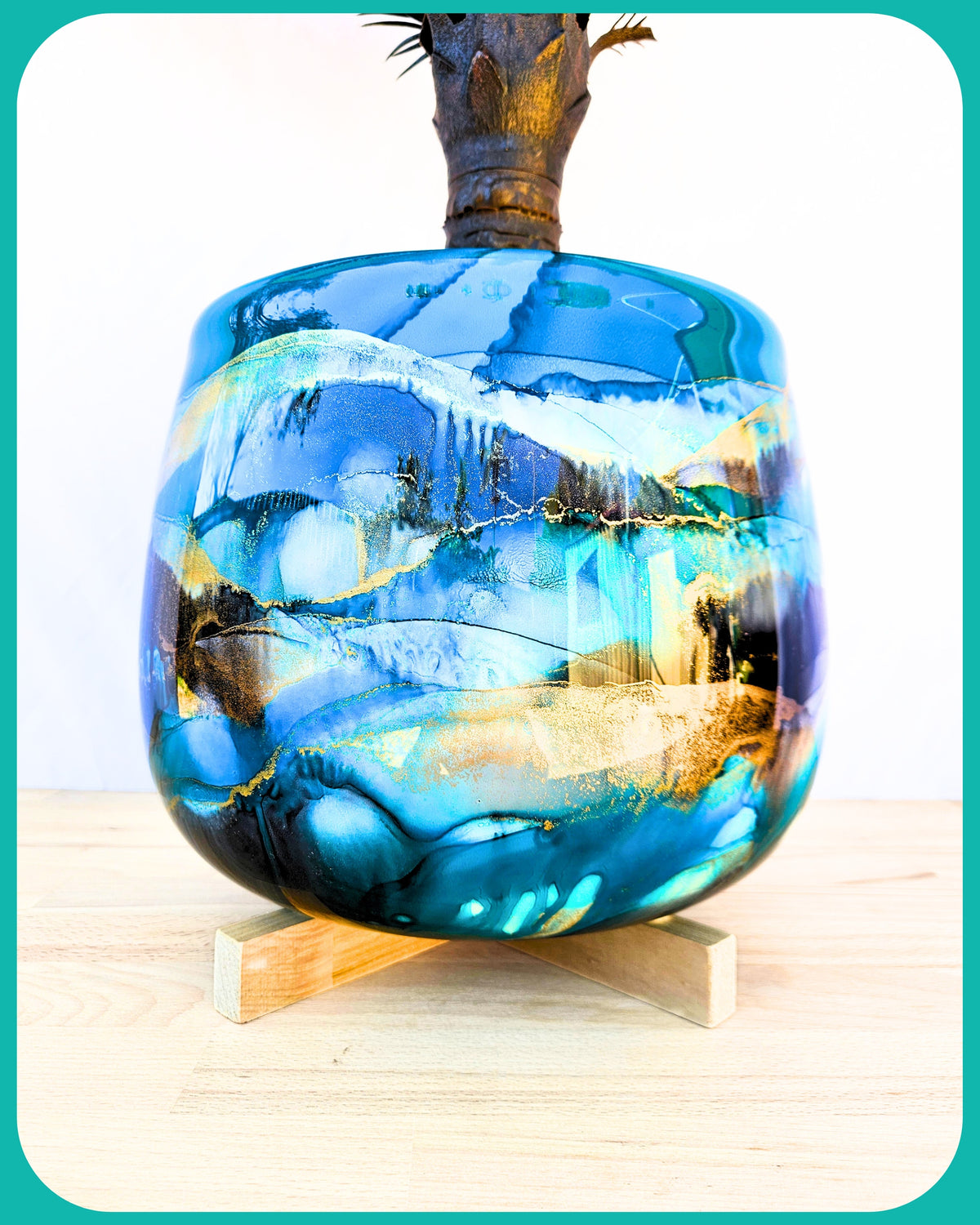 30cm x 24cm Ceramic Grand Bulb Teal/Grey/Black
