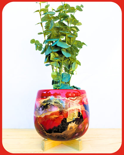 22cm x 17cm Ceramic Large Bulb Red/Grey/Black