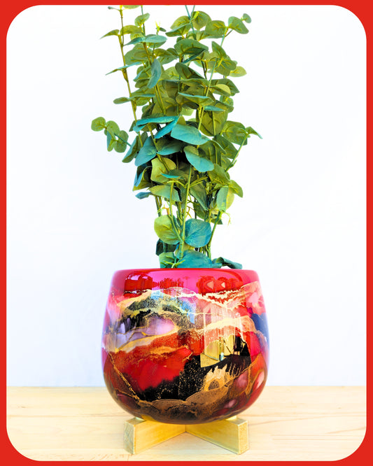22cm x 17cm Ceramic Large Bulb Red/Grey/Black
