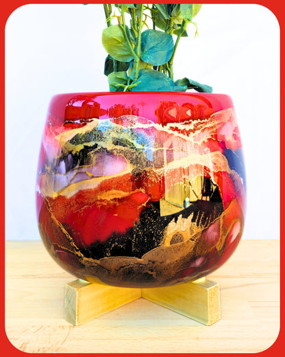 22cm x 17cm Ceramic Large Bulb Red/Grey/Black