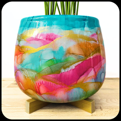 30cm x 24cm Ceramic Grand Bulb 'Pastel Teal Rainbow'