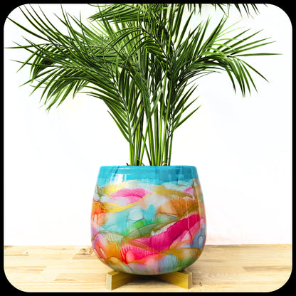 30cm x 24cm Ceramic Grand Bulb 'Pastel Teal Rainbow'