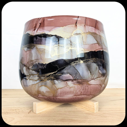30cm x 24cm Ceramic Grand Bulb 'Soft Reddish Brown/Grey/Black'