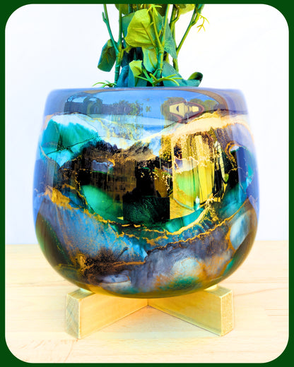 22cm x 17cm Ceramic Large Bulb Grey/Green/Black