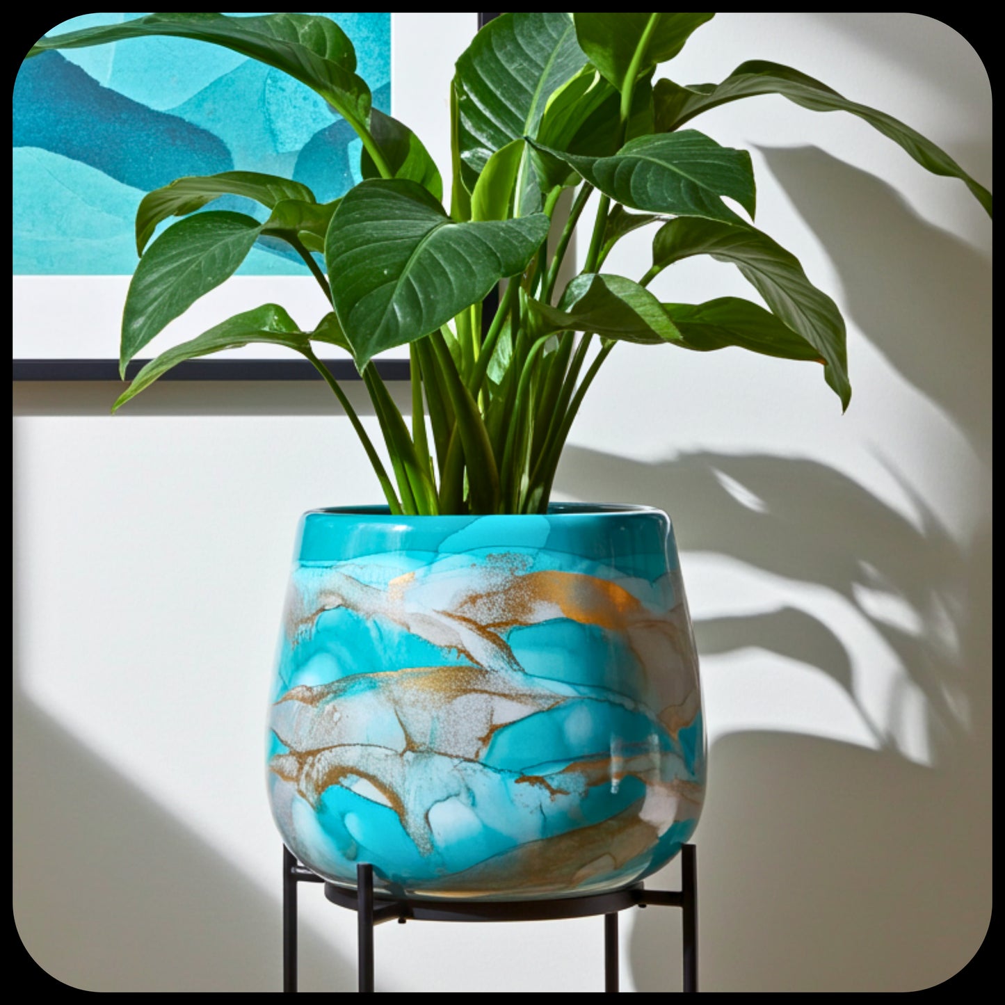 30cm x 24cm Ceramic Grand Bulb 'Teal/Grey'