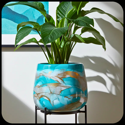 30cm x 24cm Ceramic Grand Bulb 'Teal/Grey'