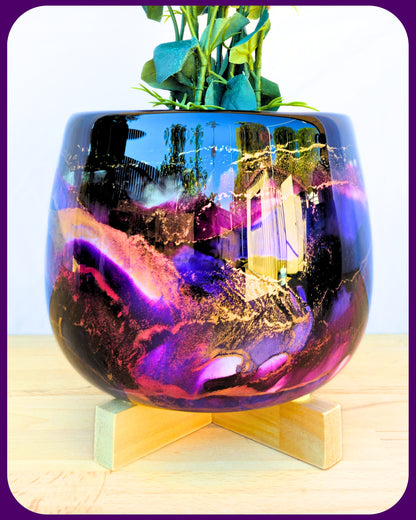 22cm x 17cm Ceramic Large Bulb Black/Purples