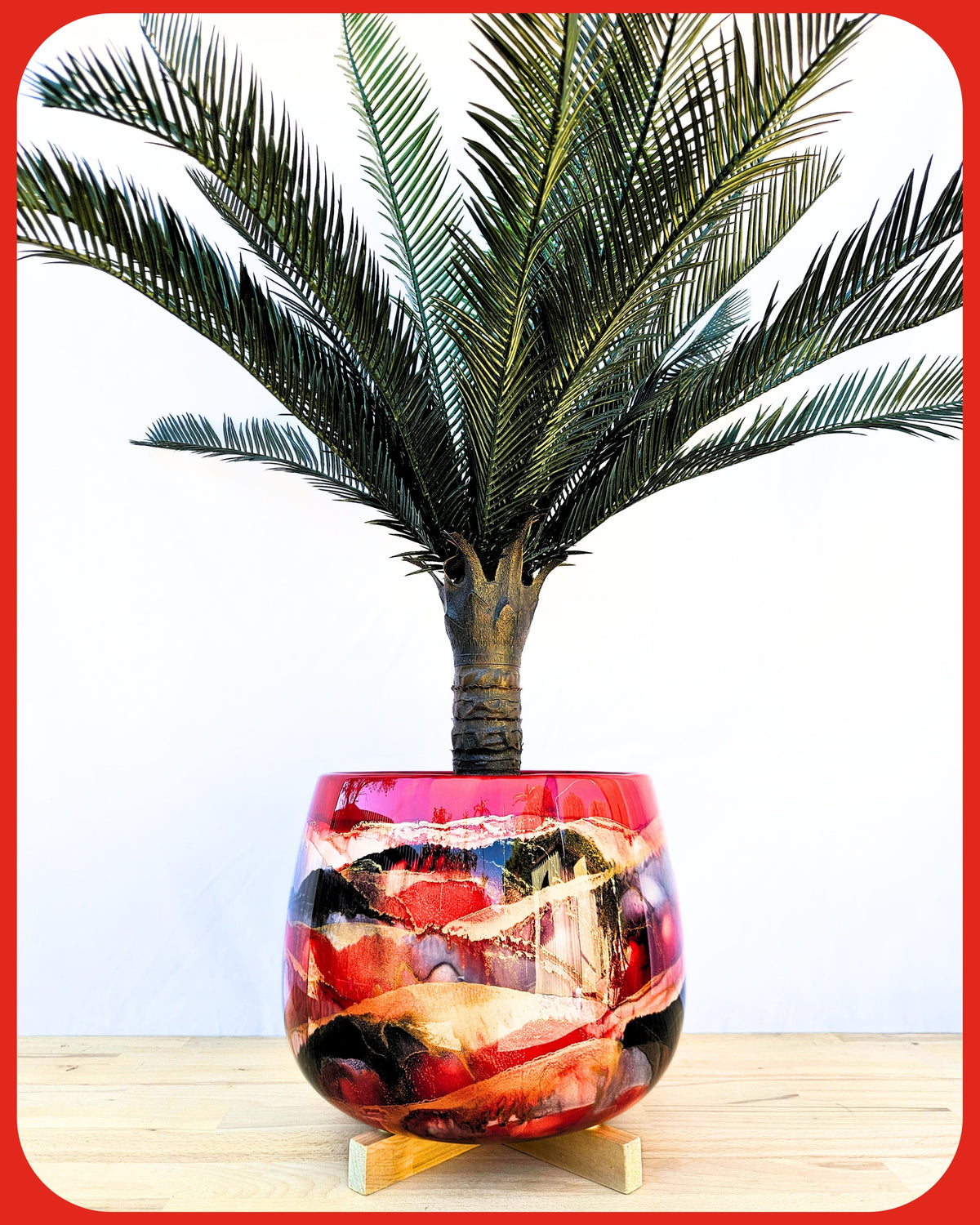 30cm x 24cm Ceramic Grand Bulb Red/Black/Grey