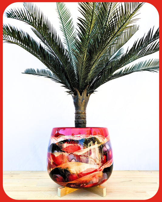 30cm x 24cm Ceramic Grand Bulb Red/Black/Grey