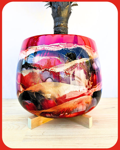 30cm x 24cm Ceramic Grand Bulb Red/Black/Grey