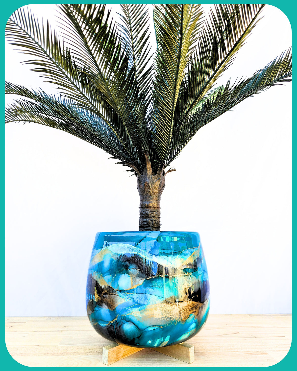 30cm x 24cm Ceramic Grand Bulb Teal/Grey/Black