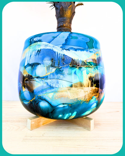 30cm x 24cm Ceramic Grand Bulb Teal/Grey/Black