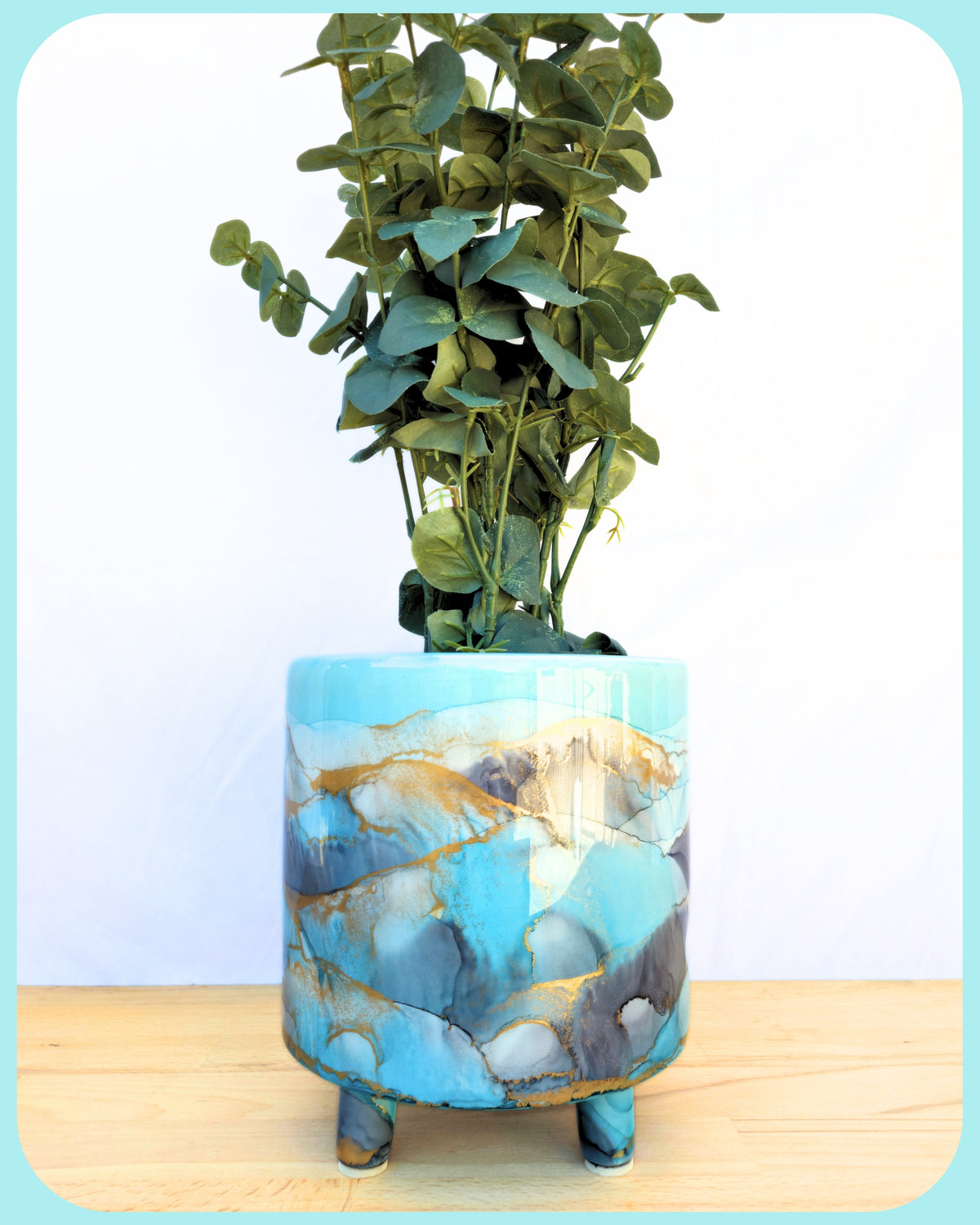 20cm x 20cm Ceramic Large Leggy Light Blue/Grey