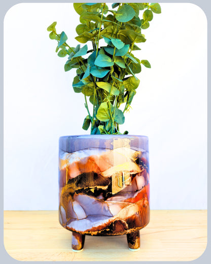 20cm x 20cm Ceramic Large Leggy Grey/Brown/Dark Brown