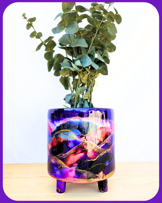 20cm x 20cm Ceramic Large Leggy Purple/Red/Navy/Magenta
