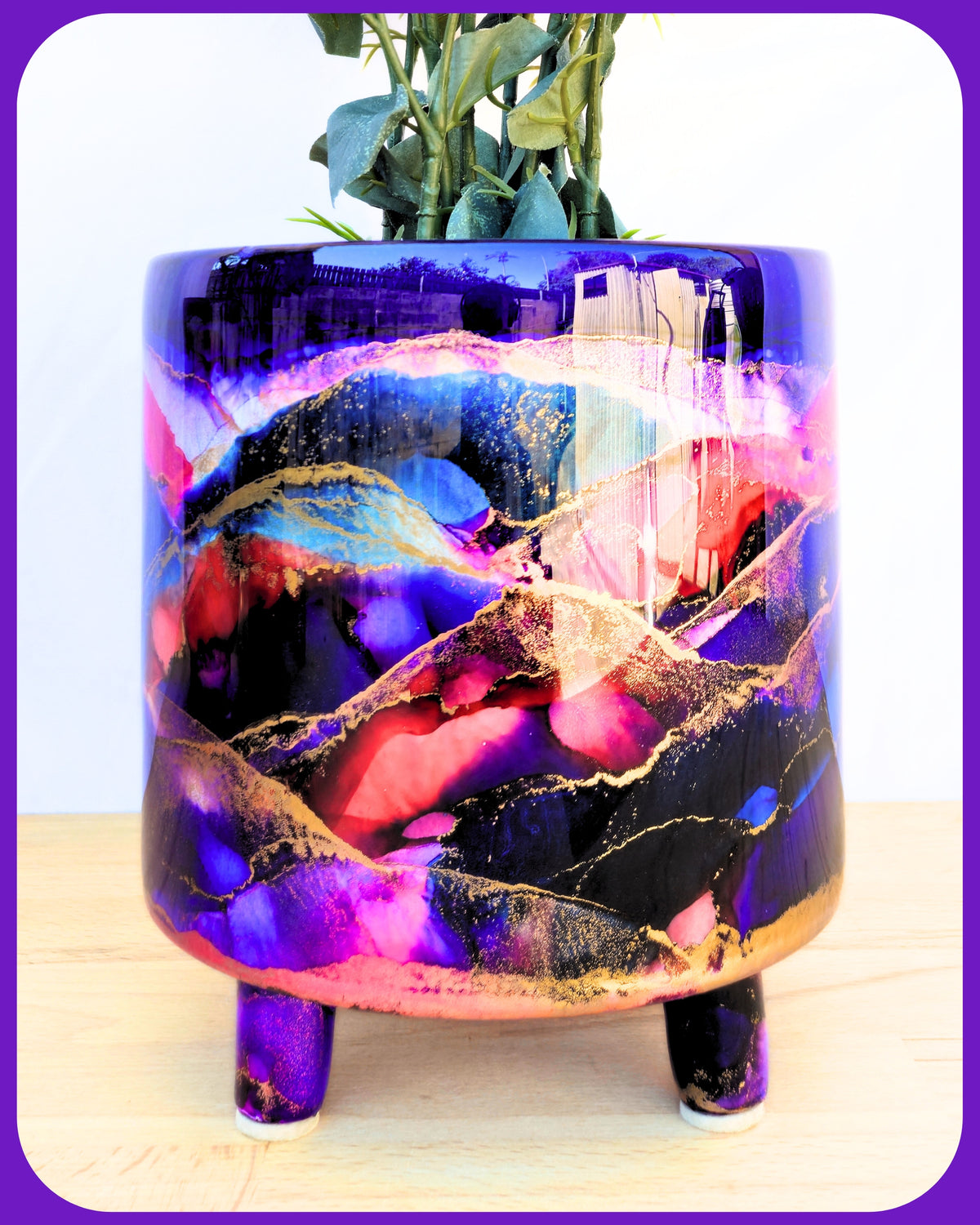 20cm x 20cm Ceramic Large Leggy Purple/Red/Navy/Magenta