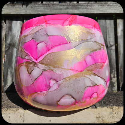 30cm x 24cm Ceramic Grand Bulb 'French Rose Pink/Grey'