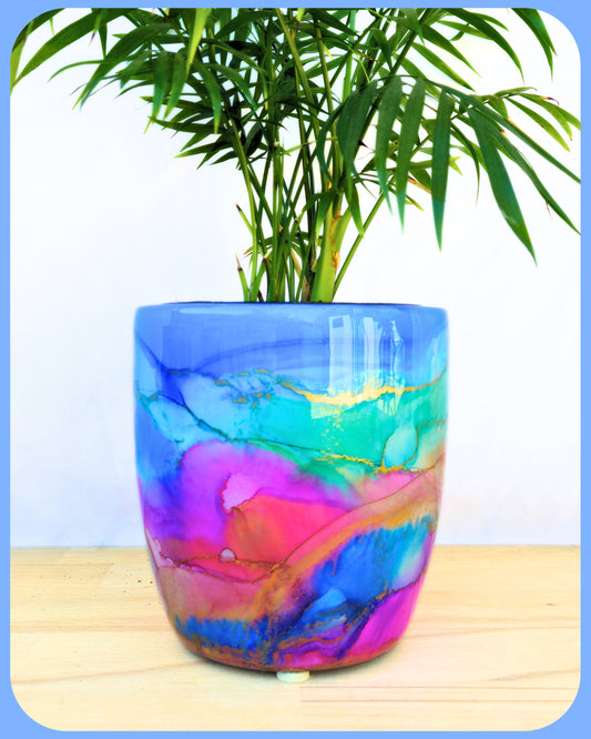 13cm x 14cm Ceramic Medium Orchid Pastel Blue Supernova