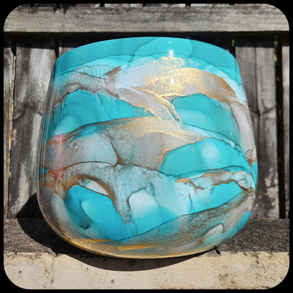 30cm x 24cm Ceramic Grand Bulb 'Teal/Grey'