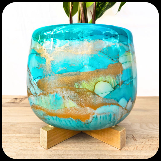 22cm x 17cm Ceramic Large Bulb 'Soft Teal/Yellow/Green/Blue'