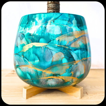 30cm x 24cm Ceramic Grand Bulb 'Teal/Grey'
