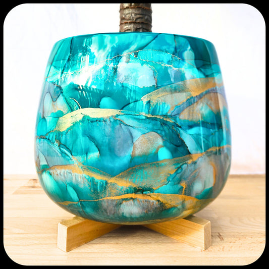 30cm x 24cm Ceramic Grand Bulb 'Teal/Grey'