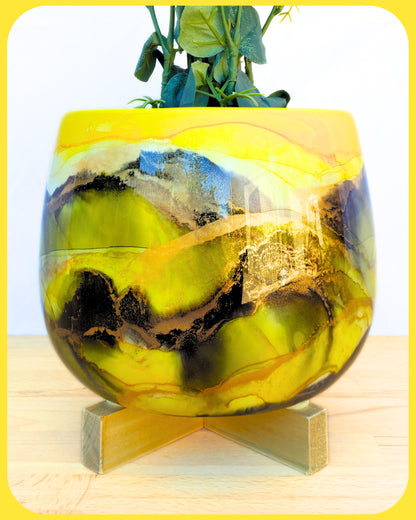 22cm x 17cm Ceramic Large Bulb Yellow/Black