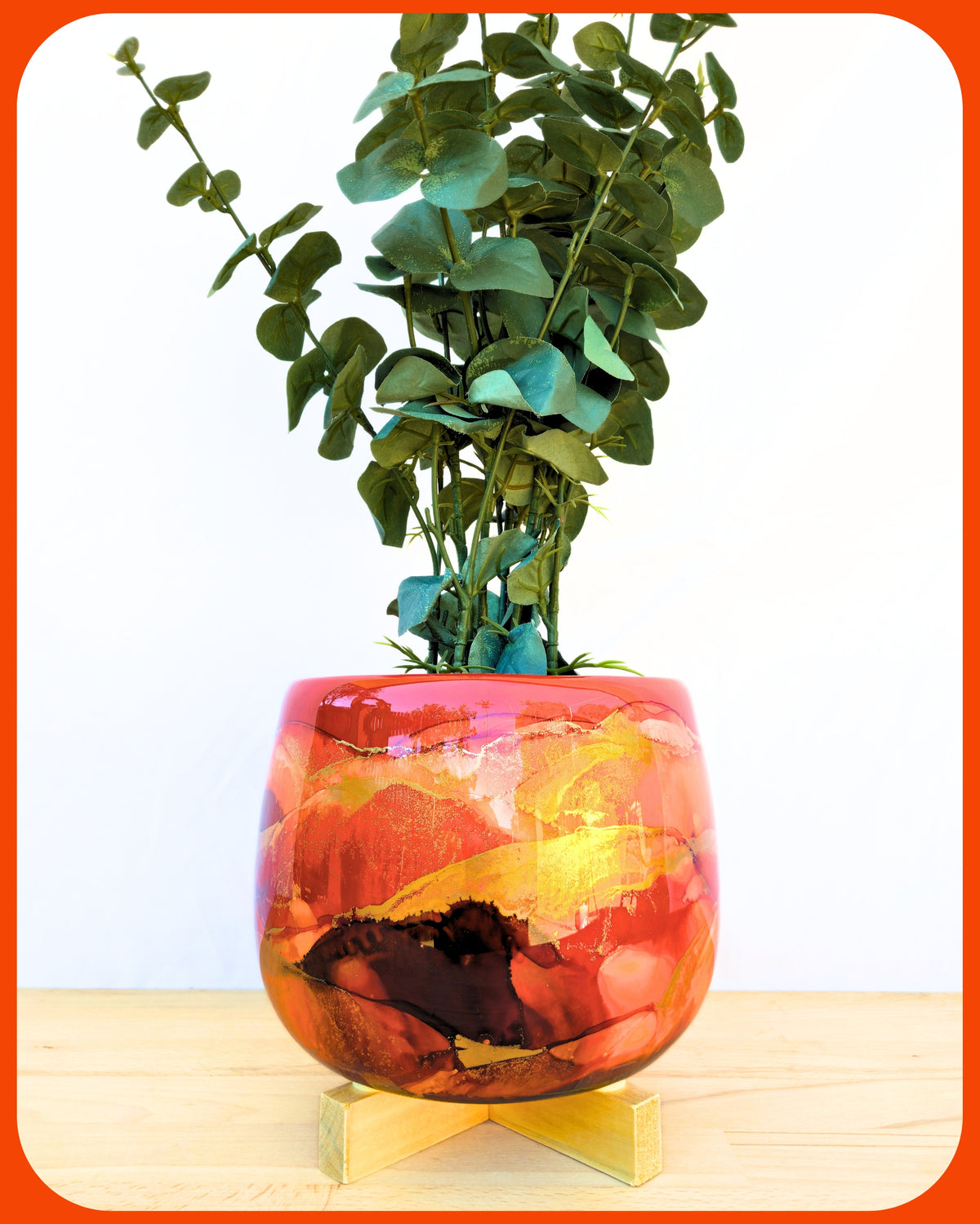 22cm x 17cm Ceramic Large Bulb Burnt Orange/Dark Brown/Tangerine